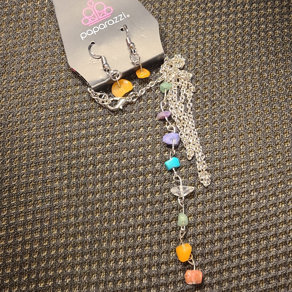 Paparazzi Multicolor Silver Necklace and Earring Set
